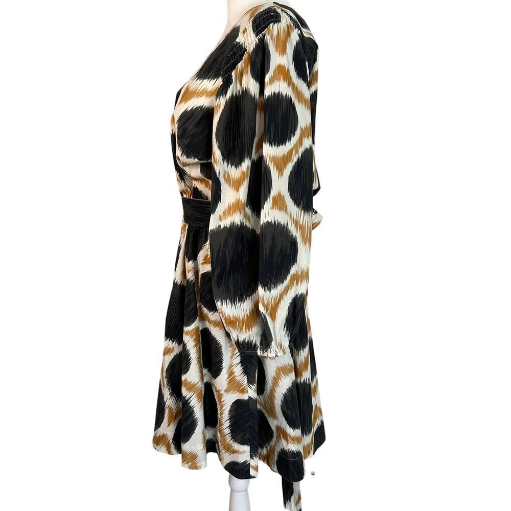 Maeve Black and Tan Patterned Long Sleeve Dress - Picture 2 of 12